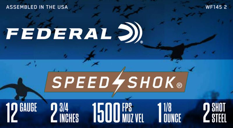 Speed-Shok, 12 Gauge, 2 Shot, 2-3/4 in, 1 1/8 oz, 1500 fps
