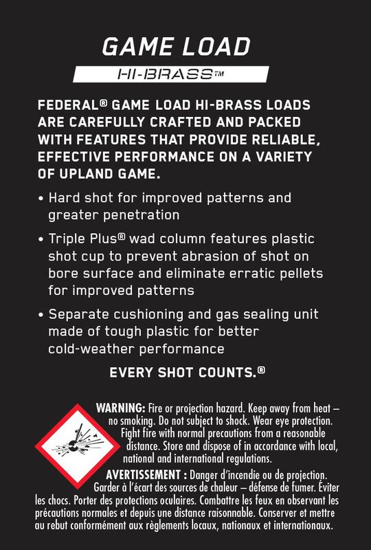 Game Load Upland Hi-Brass, 20 Gauge, 6 Shot, 2-3/4 in, 1 oz, 1220 fps
