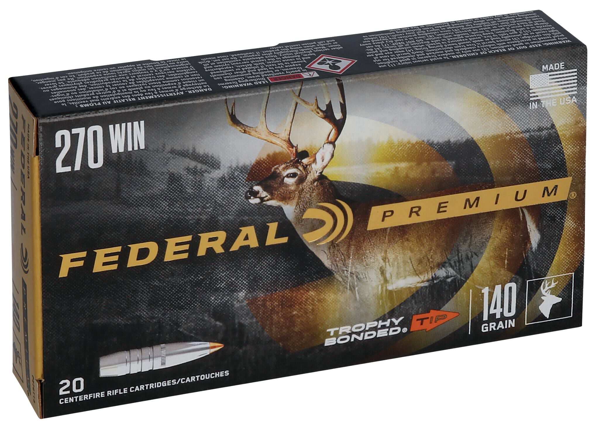 Federal 270 Win 140gr Trophy Bonded Tip – Powerful .270 Winchester Hunting Ammo, 2950 fps, 20 Rounds 2 Federal 270 Win 140gr Trophy Bonded Tip – Powerful .270 Winchester Hunting Ammo, 2950 fps, 20 Rounds - Image 2