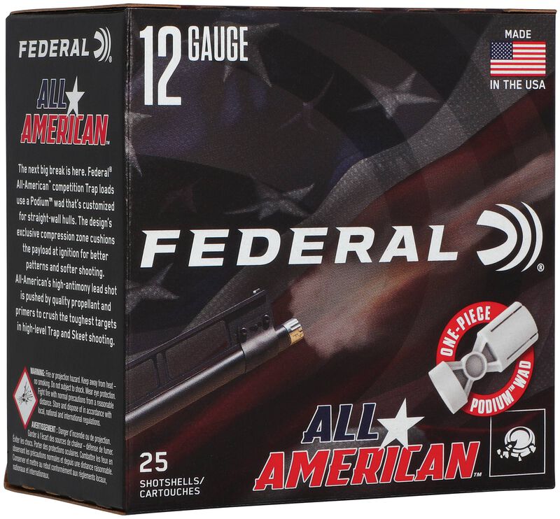 All-American, 12 Gauge, 7.5 Shot, 2-3/4 in, 1 oz, 1200 fps