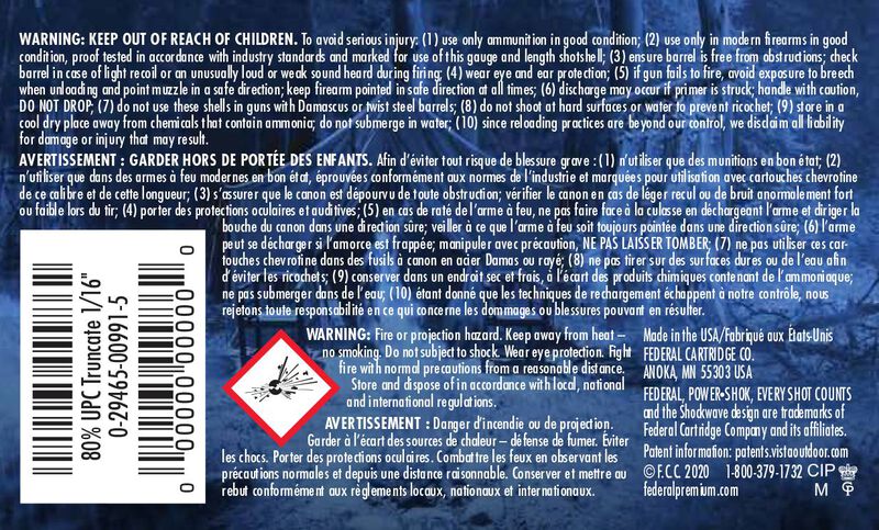 Power-Shok Rifled Slug, 12 Gauge, 438 Grain, 2-3/4 in, 1610 fps