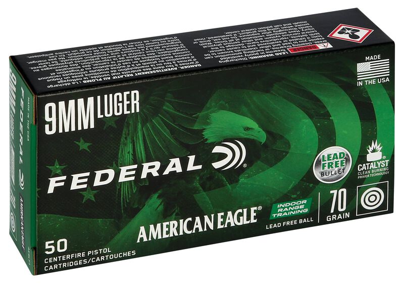 American Eagle Indoor Range Training Lead Free, 9mm Luger, 70 Grain, Lead Free IRT, 1625 fps