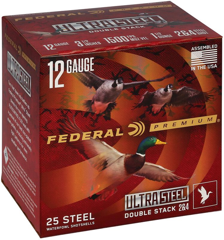 Ultra Steel, 12 Gauge, 2 and 4 Shot, 3-1/2 in, 1 1/2 oz, 1500 fps
