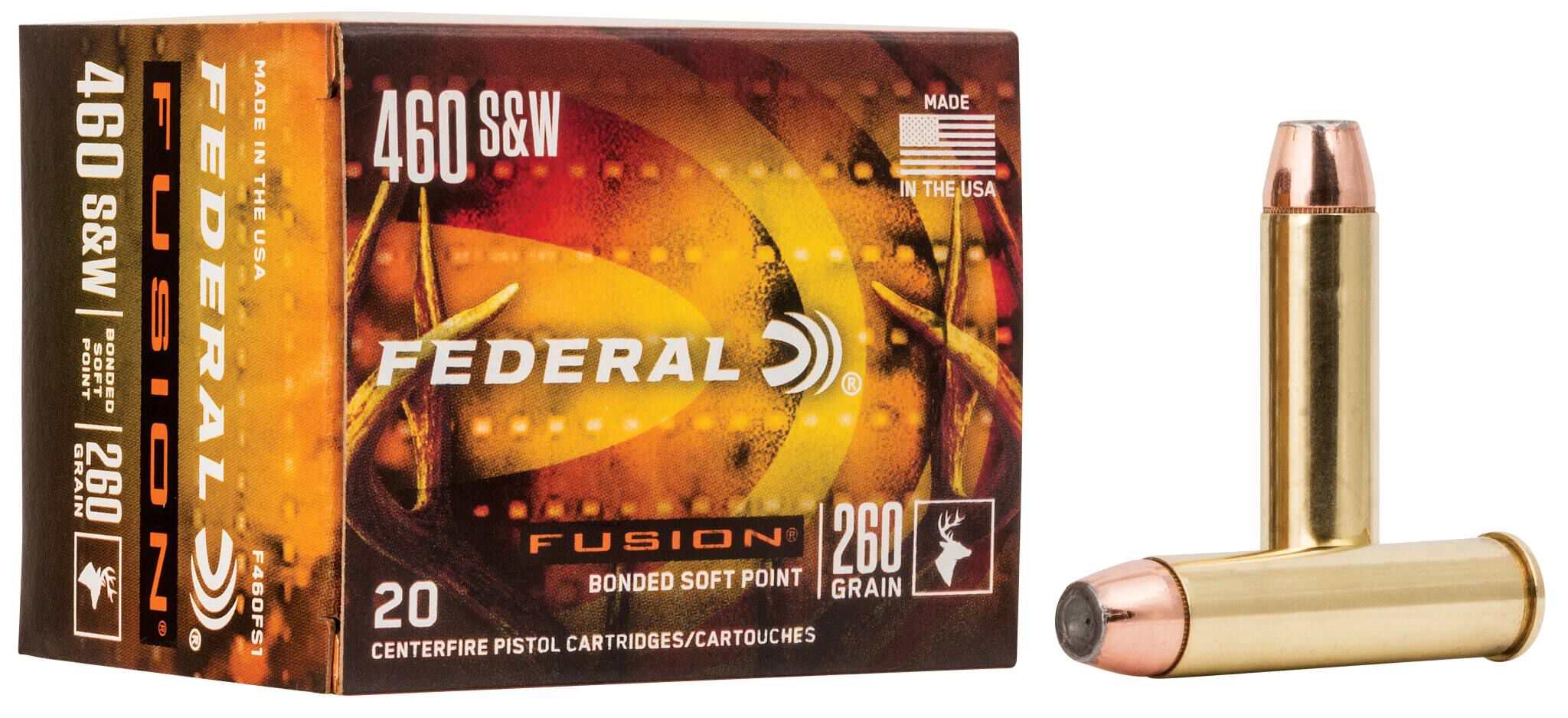 Federal 460 SW 260gr Fusion SP – Powerful .460 S&W Magnum Hunting Ammo, 1600 fps, 20 Rounds