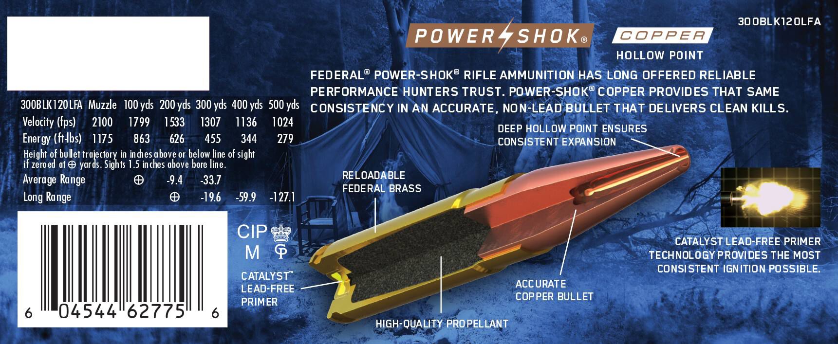 Federal 300 BLK 120gr Copper HP – Powerful 300 AAC Blackout Hunting Ammo, 2100 fps, 20 Rounds - Image 4