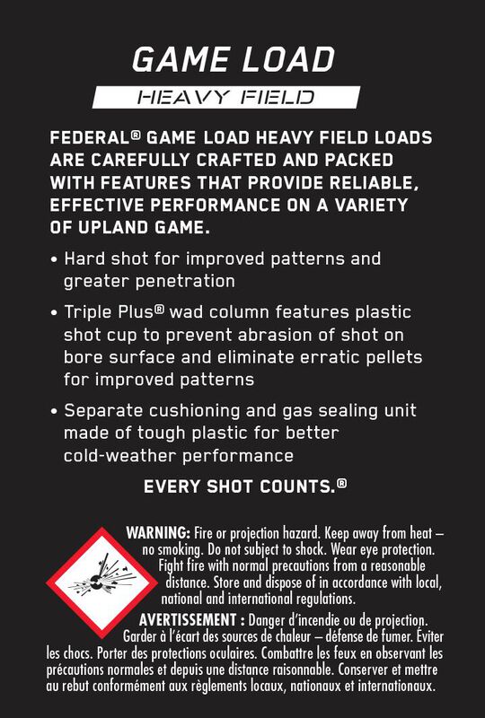 Game Load Upland Heavy Field, 20 Gauge, 6 Shot, 2-3/4 in, 1 oz, 1165 fps