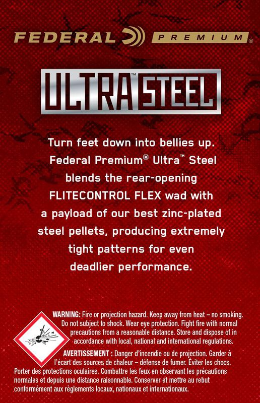 Ultra Steel, 12 Gauge, 3 and 5 Shot, 3 in, 1 1/4 oz, 1450 fps