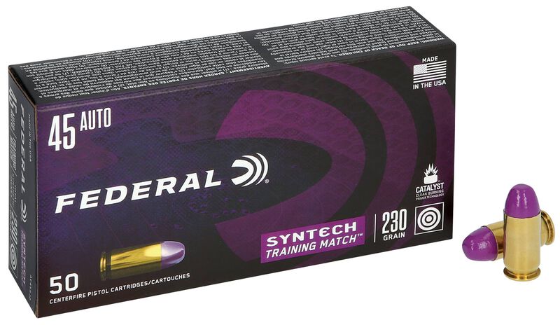 Syntech Training Match, 45 Auto, 230 Grain, Syntech Jacket Flat Nose, 890 fps