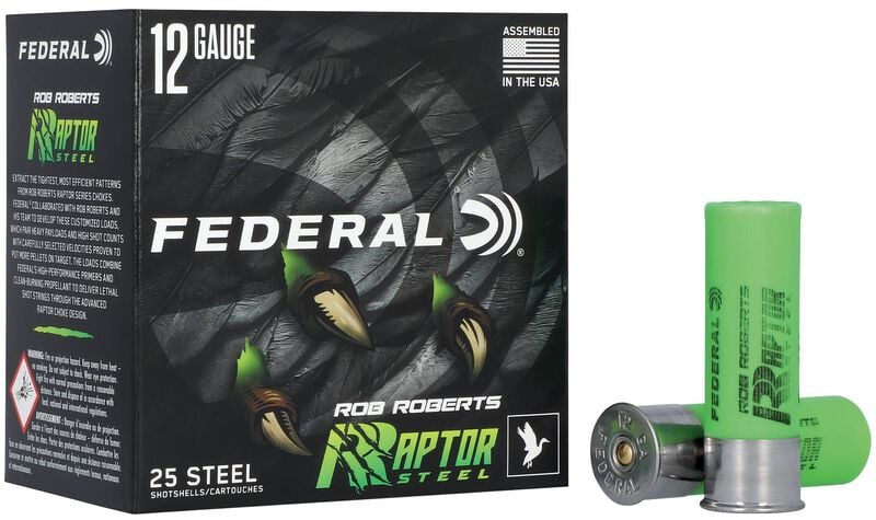 Rob Roberts Raptor Steel, 12 Gauge, 3 Shot, 3 in, 1 3/8 oz, 1400 fps 12 Gauge Ammo - 25 Shells of #3 Shot Ammunition ammunition