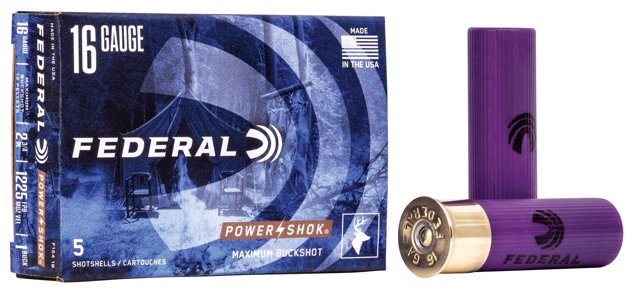Federal Power-Shok 16ga 1 Buckshot 12 Pellet 2-3/4in – Practical 16 Gauge Deer Load, 5 Rounds - Image 2