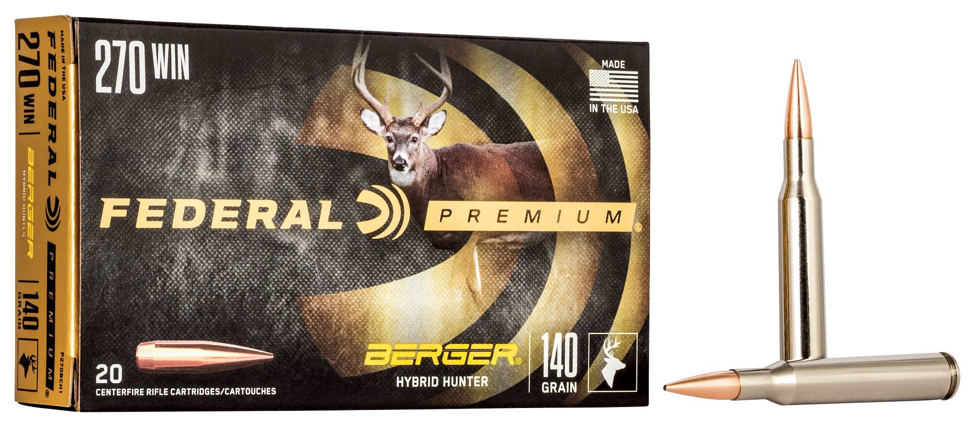 Federal 270 140gr Berger Hybrid Hunter – Powerful .270 Win Long Range Hunting Ammo, 2950 fps, 20 Rounds
