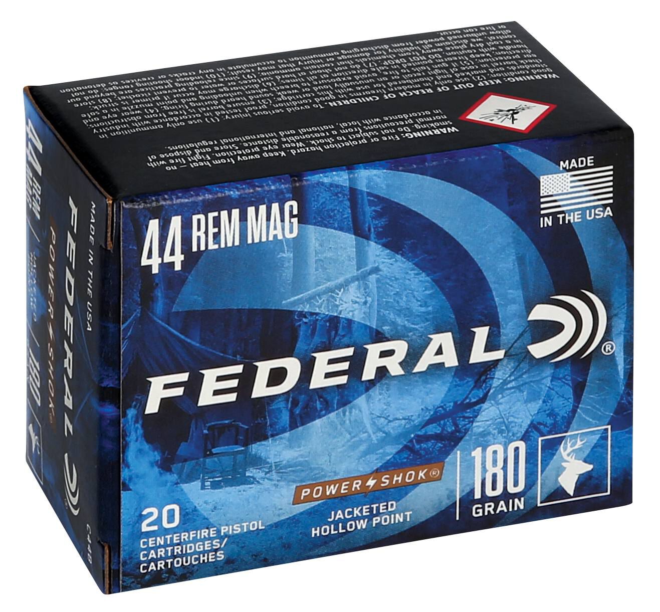 Federal 44 Mag 180gr JHP – Proven .44 Rem Mag Hunting Ammo, 1460 fps, 20 Rounds 2 Federal 44 Mag 180gr JHP – Proven .44 Rem Mag Hunting Ammo, 1460 fps, 20 Rounds - Image 2