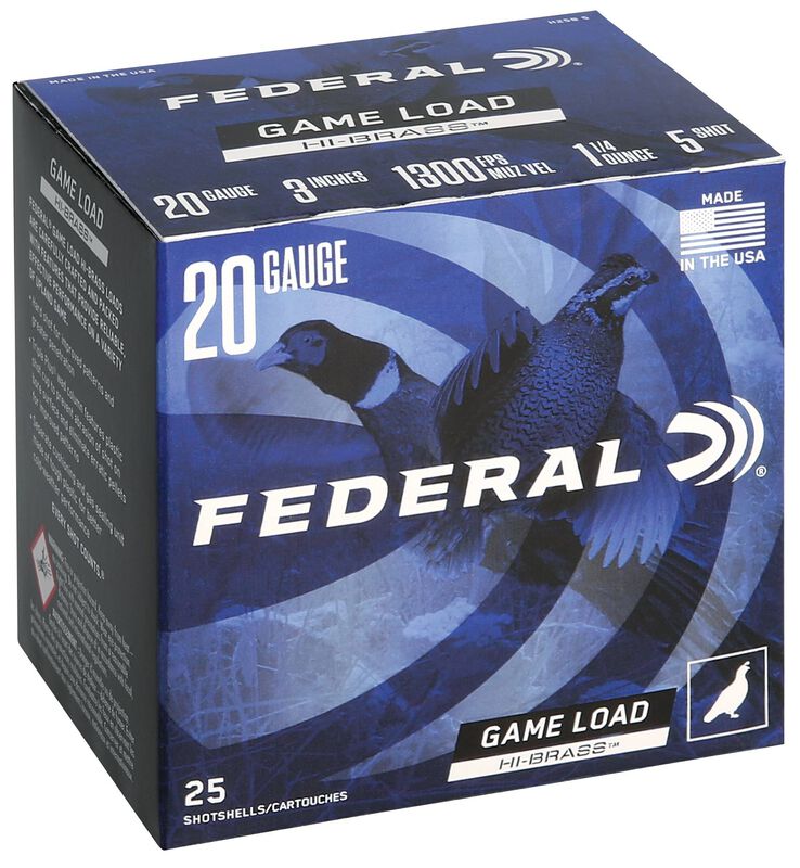 Game Load Upland Hi-Brass, 20 Gauge, 5 Shot, 3 in, 1 1/4 oz, 1300 fps