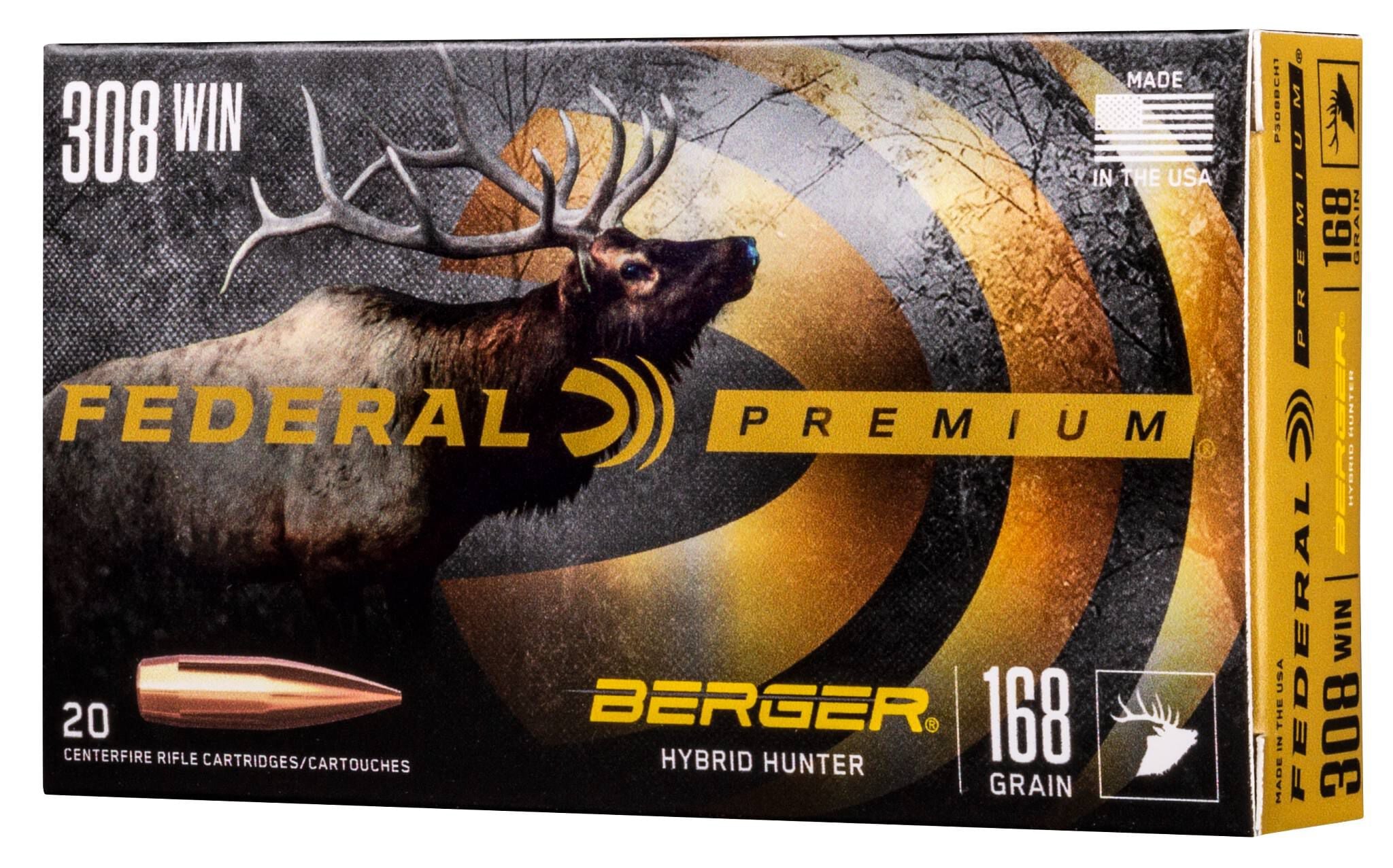 Federal 308 168gr Berger Hybrid Hunter – Powerful .308 Win Long Range Hunting Ammo, 2700 fps, 20 Rounds - Image 2