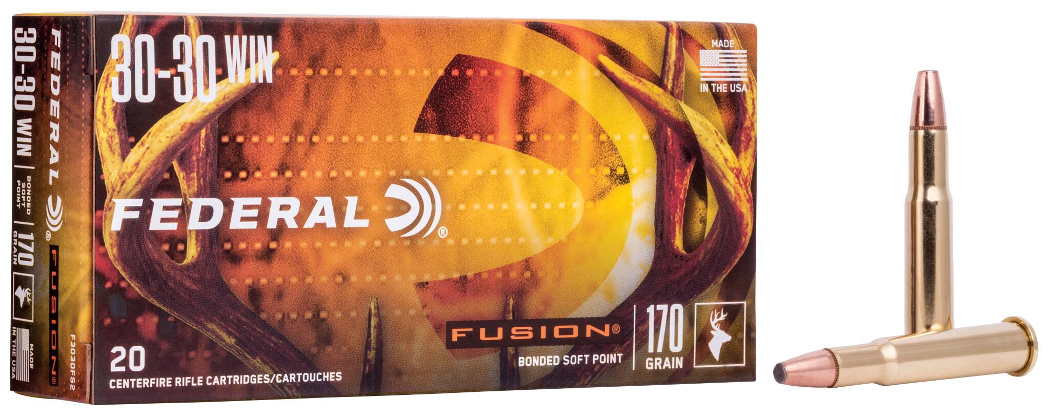 Federal 30-30 Win 170gr Fusion – Powerful .30-30 Winchester Deer Hunting Ammo, 2200 fps, 20 Rounds