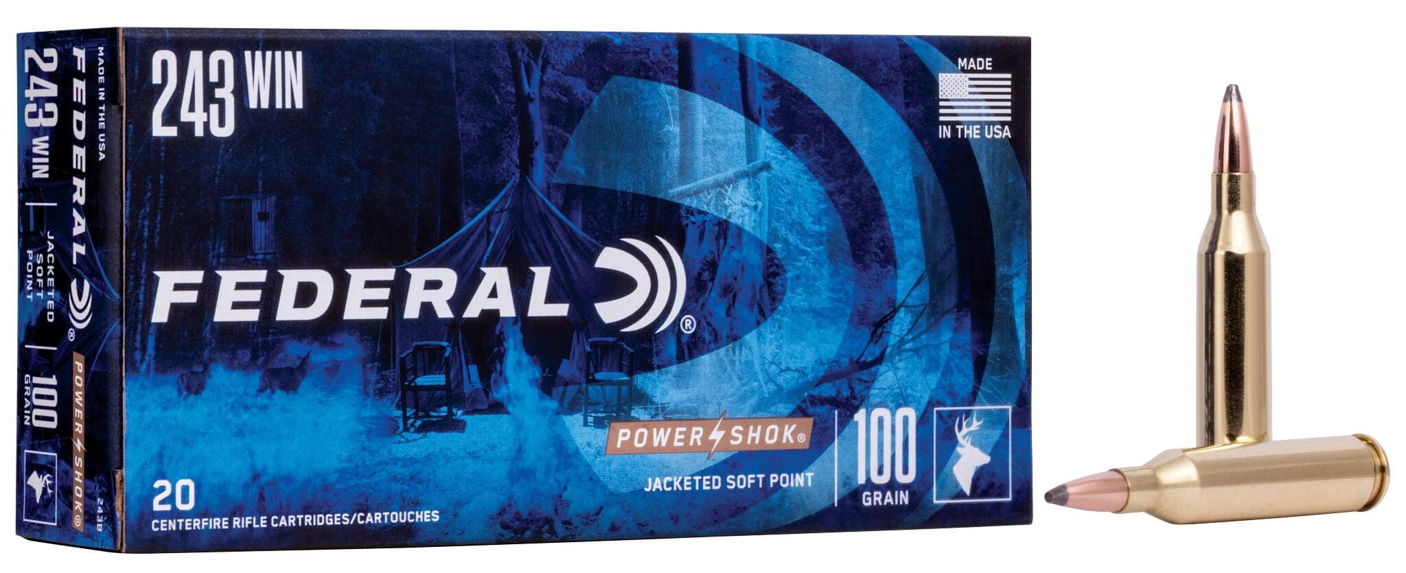 Federal 243 100gr JSP – Proven .243 Win Deer Hunting Ammo, 2960 fps, 20 Rounds