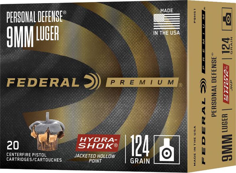 Personal Defense Hydra-Shok, 9mm Luger, 124 Grain, Hydra-Shok Jacketed Hollow Point, 1120 fps