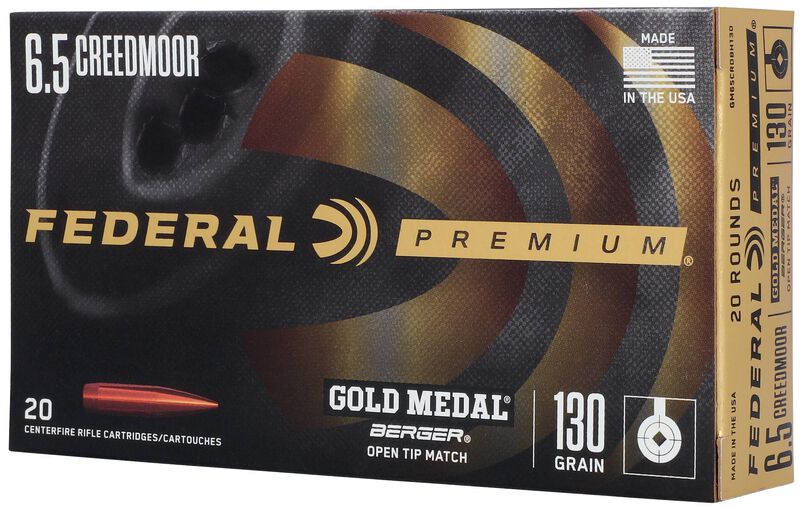Gold Medal Berger, 6.5 Creedmoor, 130 Grain, Berger AR Hybrid OTM, 2875 fps
