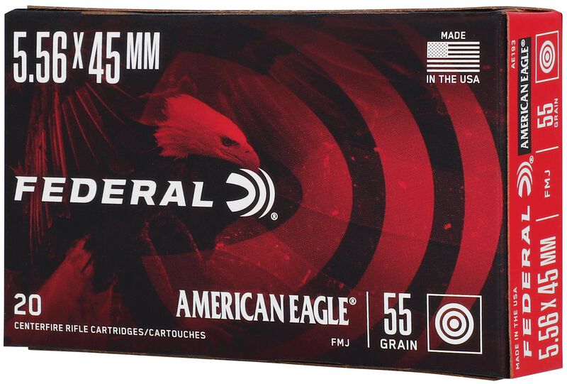 American Eagle Rifle, 5.56x45mm, 55 Grain, Full Metal Jacket Boat-Tail, 3165 fps