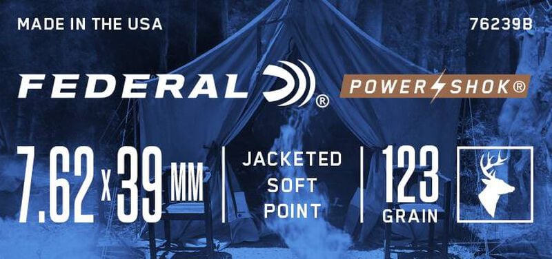 Power-Shok Rifle, 7.62x39, 123 Grain, Jacketed Soft Point, 2350 fps