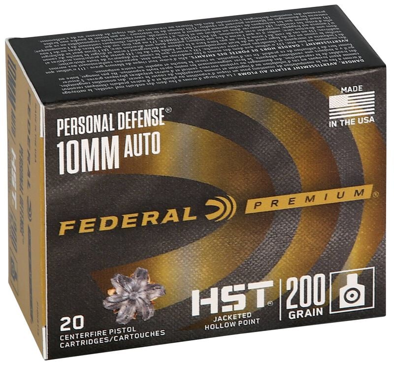 Personal Defense HST, 10mm Auto, 200 Grain, HST Jacketed Hollow Point, 1130 fps