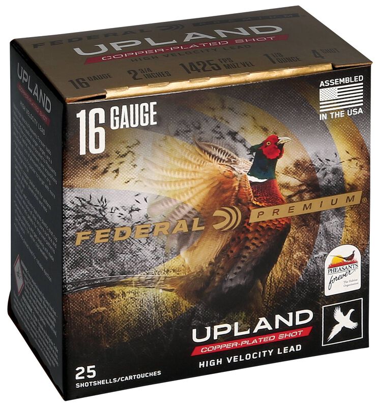 Upland Pheasants Forever High Velocity, 16 Gauge, 4 Shot, 2-3/4 in, 1 1/8 oz, 1425 fps