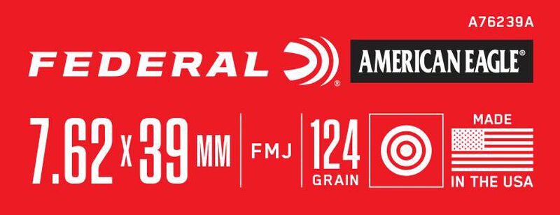 American Eagle Rifle, 7.62x39, 124 Grain, Full Metal Jacket, 2350 fps