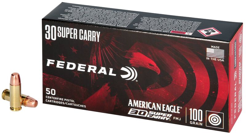 American Eagle Handgun, 30 Super Carry, 100 Grain, Full Metal Jacket, 1250 fps