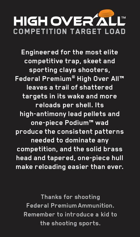 High Over All, 12 Gauge, 8 Shot, 2-3/4 in, 1 1/8 oz, 1145 fps