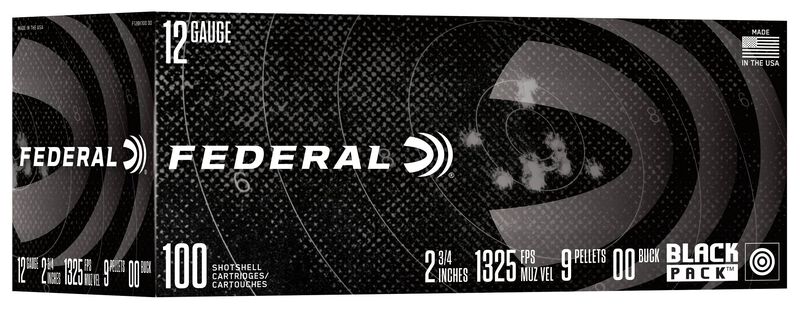 Black Pack Shotshell, 12 Gauge, 00 Buck Shot, 2-3/4 in, 1325 fps