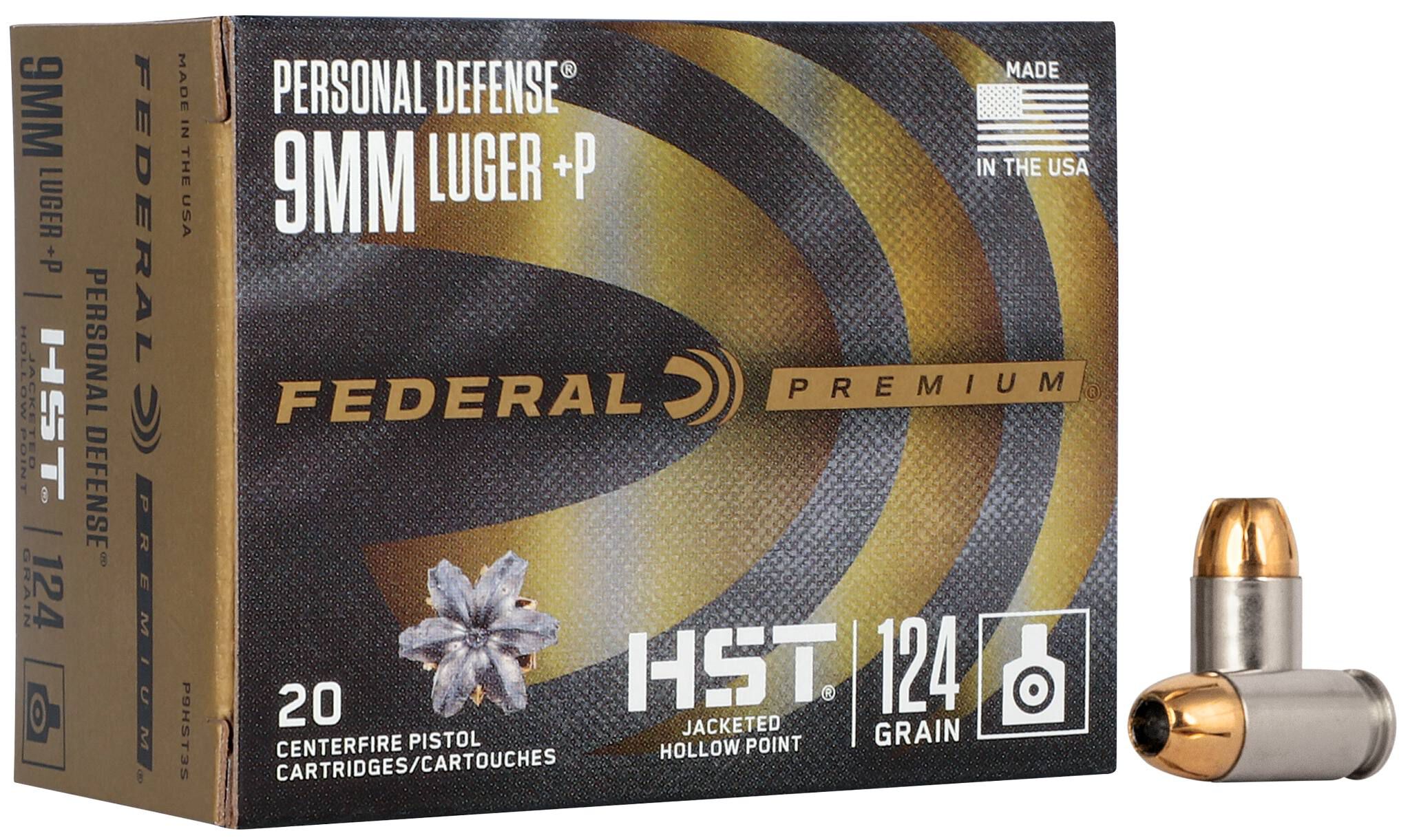 Federal 9mm 124gr HST +P – Reliable 9mm Luger +P Defense Ammo, 1200 fps, 20 Rounds