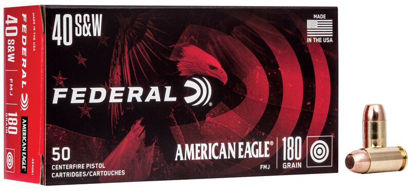 American Eagle Handgun, 40 S&amp;W, 180 Grain, Full Metal Jacket, 1000 fps