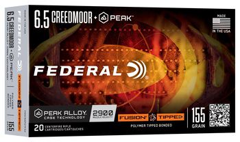 Fusion Tipped Rifle, 6.5 Creedmoor +Peak, 155 Grain, Fusion Tipped, 2900 fps