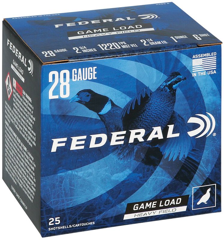 Game Load Upland Hi-Brass, 28 Gauge, 6 Shot, 2-3/4 in, 1 oz, 1220 fps