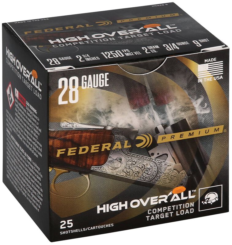 High Over All, 28 Gauge, 9 Shot, 2-3/4 in, 3/4 oz, 1250 fps