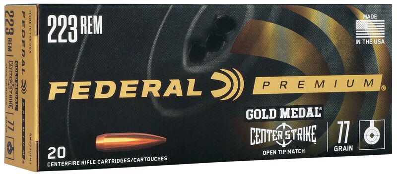 Gold Medal CenterStrike, 223 Rem, 77 Grain, Centerstrike Open Tipped Match, 2720 fps