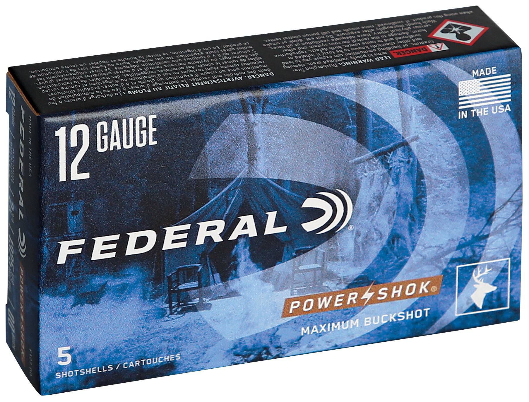 Federal Power-Shok 12ga 00 Buckshot 9 Pellet 2-3/4in – Classic Deer and Hog Load, 5 Rounds - Image 3