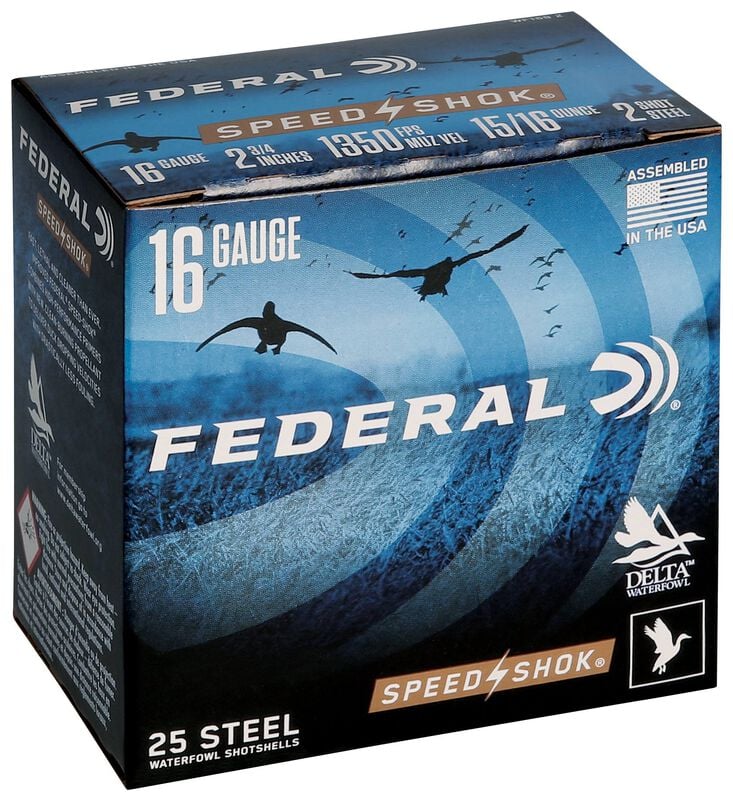 Speed-Shok, 16 Gauge, 2 Shot, 2-3/4 in, 15/16 oz, 1350 fps