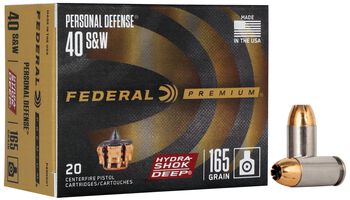 Personal Defense Hydra-Shok Deep, 40 S&W, 165 Grain, Hydra-Shok Deep Jacketed Hollow Point, 1050 fps