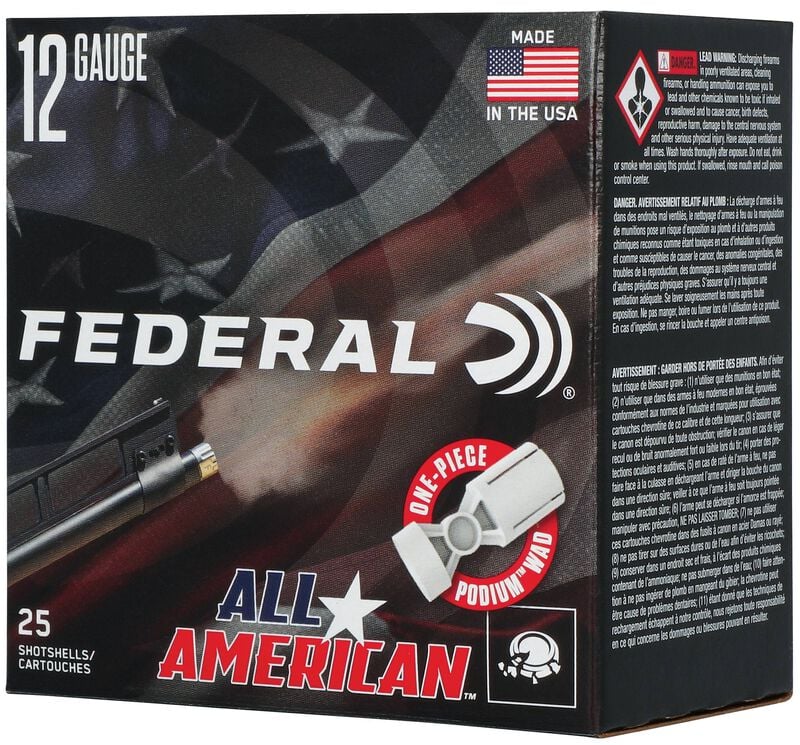 All-American, 12 Gauge, 7.5 Shot, 2-3/4 in, 1 1/8 oz, 1250 fps
