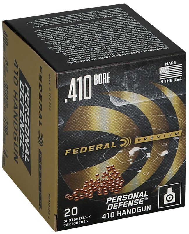 Personal Defense 410 Handgun, 410 Bore, 4 Shot, 2-1/2 in, 7/16 oz, 950 fps
