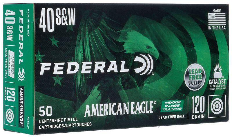 American Eagle Indoor Range Training Lead Free, 40 S&amp;W, 120 Grain, Lead Free IRT, 1330 fps