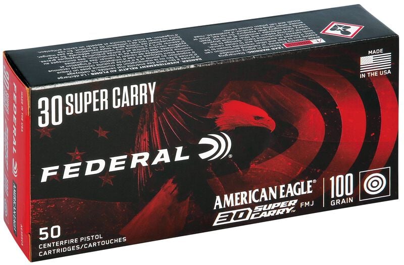 American Eagle Handgun, 30 Super Carry, 100 Grain, Full Metal Jacket, 1250 fps