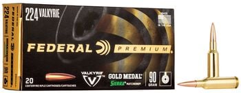 Gold Medal Sierra MatchKing, 224 Valkyrie, 90 Grain, Sierra Matchking Boat-Tail Hollow Point, 2700 fps
