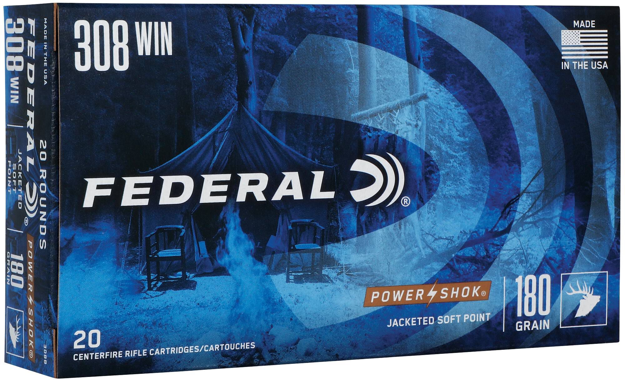 Federal 308 180gr JSP – Proven .308 Win Deer and Elk Hunting Ammo, 2570 fps, 20 Rounds