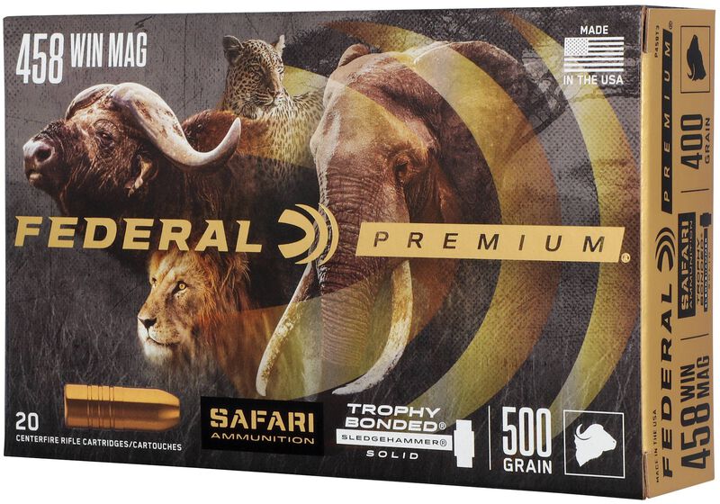 Safari Trophy Bonded Sledgehammer Solid, 458 Win Magnum, 500 Grain, Trophy Bonded Sledgehammer Solid, 1950 fps