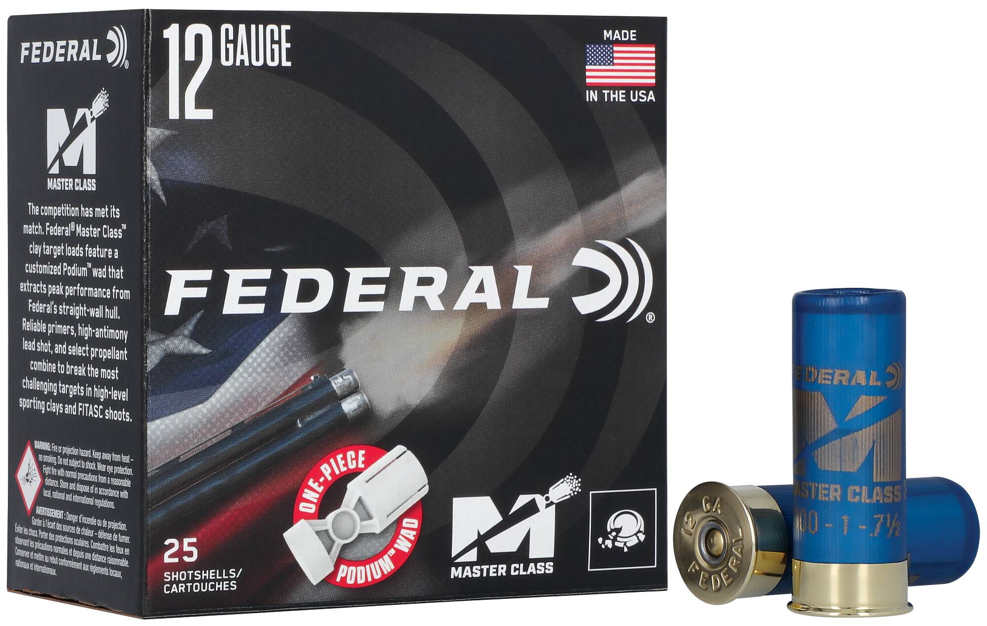 Federal Master Class MC12H1 8 12ga 2-3/4in 1oz #8 – Smooth Low-Recoil Clays Load, 25 Rounds