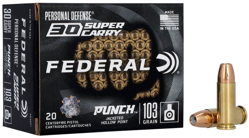 Personal Defense Punch, 30 Super Carry, 103 Grain, Punch Jacket Hollow Point, 1130 fps