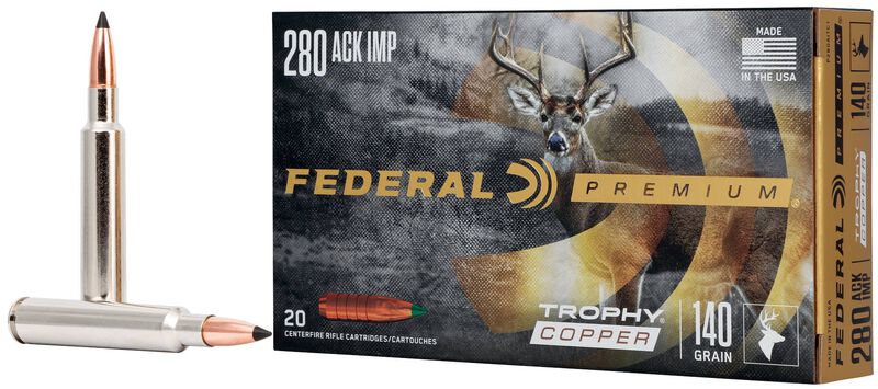Trophy Copper, 280 Ackley Improved, 140 Grain, Trophy Copper, 3075 fps