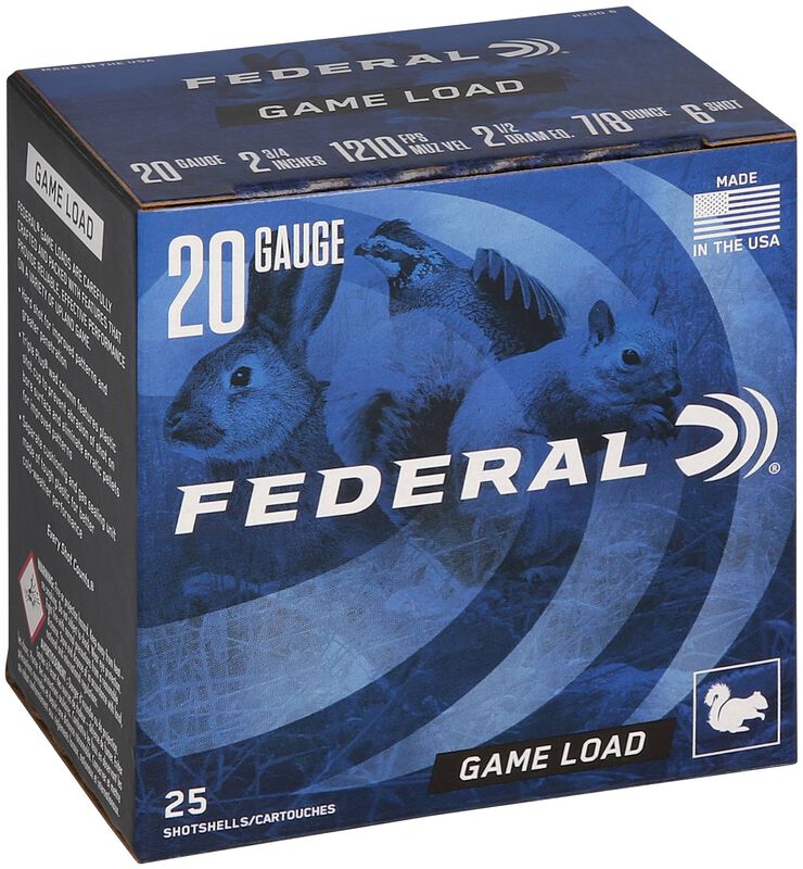 Game Load Upland, 20 Gauge, 6 Shot, 2-3/4 in, 7/8 oz, 1210 fps